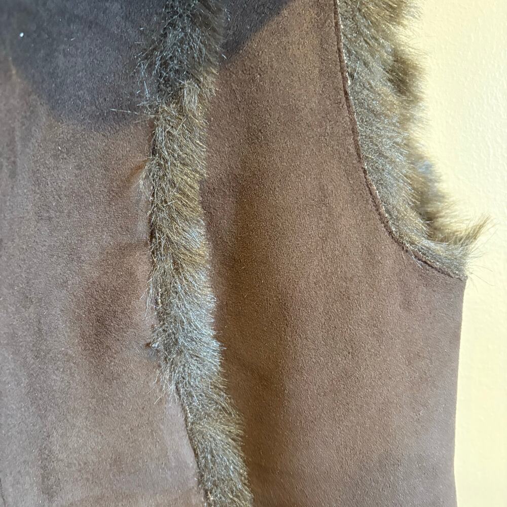 Nine West Fur Womens Size Small Vest Pockets Reversable Full Zip - Picture 6 of 6